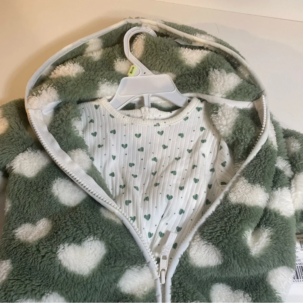 NWT Little Me Sherpa Hooded Jacket With Matching Shirt Size 24 Months